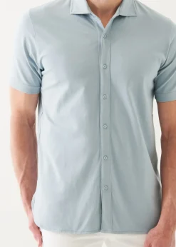 PATRICK ASSARAF Pima Cotton Stretch Button Front Shirt|Men Shirts