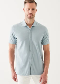 PATRICK ASSARAF Pima Cotton Stretch Button Front Shirt|Men Shirts