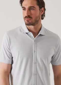 PATRICK ASSARAF Pima Cotton Stretch Button Front Shirt|Men Shirts