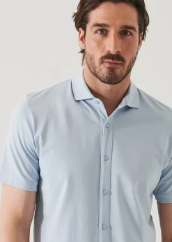 PATRICK ASSARAF Pima Cotton Stretch Button Front Shirt|Men Shirts