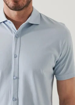 PATRICK ASSARAF Pima Cotton Stretch Button Front Shirt|Men Shirts