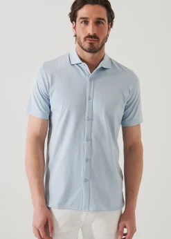 PATRICK ASSARAF Pima Cotton Stretch Button Front Shirt|Men Shirts