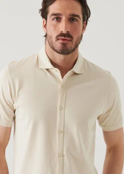 PATRICK ASSARAF Pima Cotton Stretch Button Front Shirt|Men Shirts