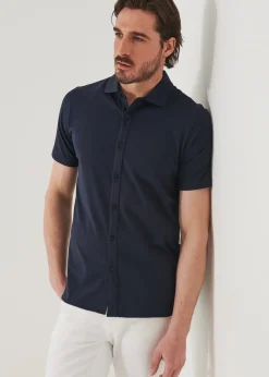 PATRICK ASSARAF Pima Cotton Stretch Button Front Shirt|Men Shirts