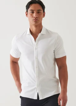 PATRICK ASSARAF Pima Cotton Stretch Button Front Shirt|Men Shirts