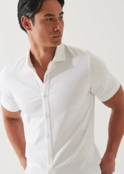 PATRICK ASSARAF Pima Cotton Stretch Button Front Shirt|Men Shirts