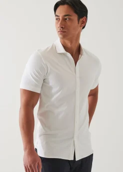 PATRICK ASSARAF Pima Cotton Stretch Button Front Shirt|Men Shirts