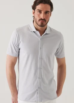 PATRICK ASSARAF Pima Cotton Stretch Button Front Shirt|Men Shirts