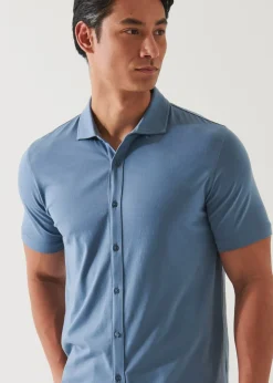 PATRICK ASSARAF Pima Cotton Stretch Button Front Shirt|Men Shirts