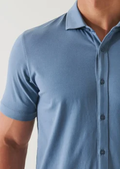 PATRICK ASSARAF Pima Cotton Stretch Button Front Shirt|Men Shirts