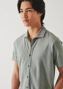 PATRICK ASSARAF Pima Cotton Stretch Button Front Shirt|Men Shirts