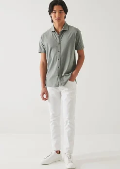 PATRICK ASSARAF Pima Cotton Stretch Button Front Shirt|Men Shirts