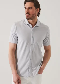 PATRICK ASSARAF Pima Cotton Stretch Button Front Shirt|Men Shirts