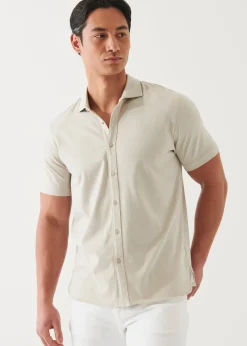 PATRICK ASSARAF Pima Cotton Stretch Button Front Shirt|Men Shirts