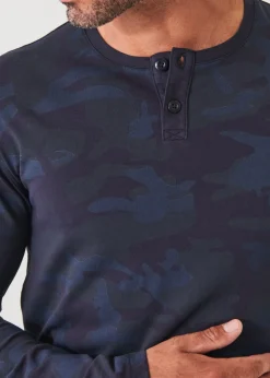 PATRICK ASSARAF Pima Cotton Stretch Camo Henley|Men T-Shirts