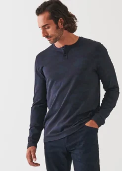 PATRICK ASSARAF Pima Cotton Stretch Camo Henley|Men T-Shirts