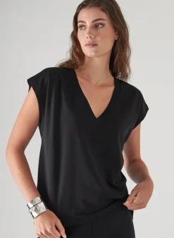PATRICK ASSARAF Pima Cotton Stretch Dolman V-Neck T-Shirt|Women T-Shirts