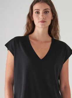 PATRICK ASSARAF Pima Cotton Stretch Dolman V-Neck T-Shirt|Women T-Shirts