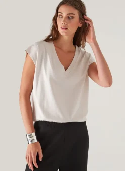 PATRICK ASSARAF Pima Cotton Stretch Dolman V-Neck T-Shirt|Women T-Shirts
