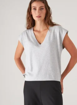 PATRICK ASSARAF Pima Cotton Stretch Dolman V-Neck T-Shirt|Women T-Shirts