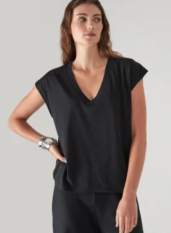PATRICK ASSARAF Pima Cotton Stretch Dolman V-Neck T-Shirt|Women T-Shirts