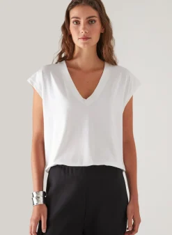 PATRICK ASSARAF Pima Cotton Stretch Dolman V-Neck T-Shirt|Women T-Shirts