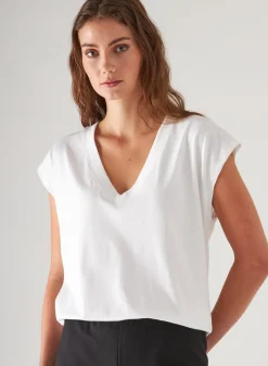 PATRICK ASSARAF Pima Cotton Stretch Dolman V-Neck T-Shirt|Women T-Shirts