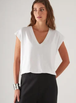 PATRICK ASSARAF Pima Cotton Stretch Dolman V-Neck T-Shirt|Women T-Shirts