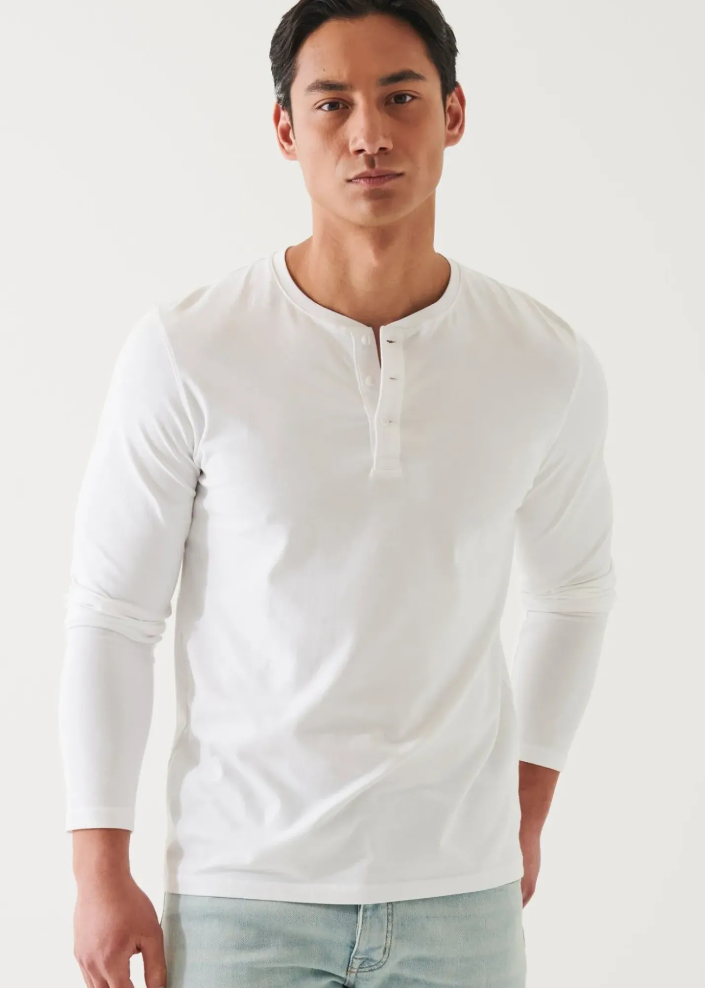 PATRICK ASSARAF Pima Cotton Stretch Henley|Men T-Shirts