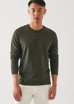 PATRICK ASSARAF Pima Cotton Stretch Henley|Men T-Shirts