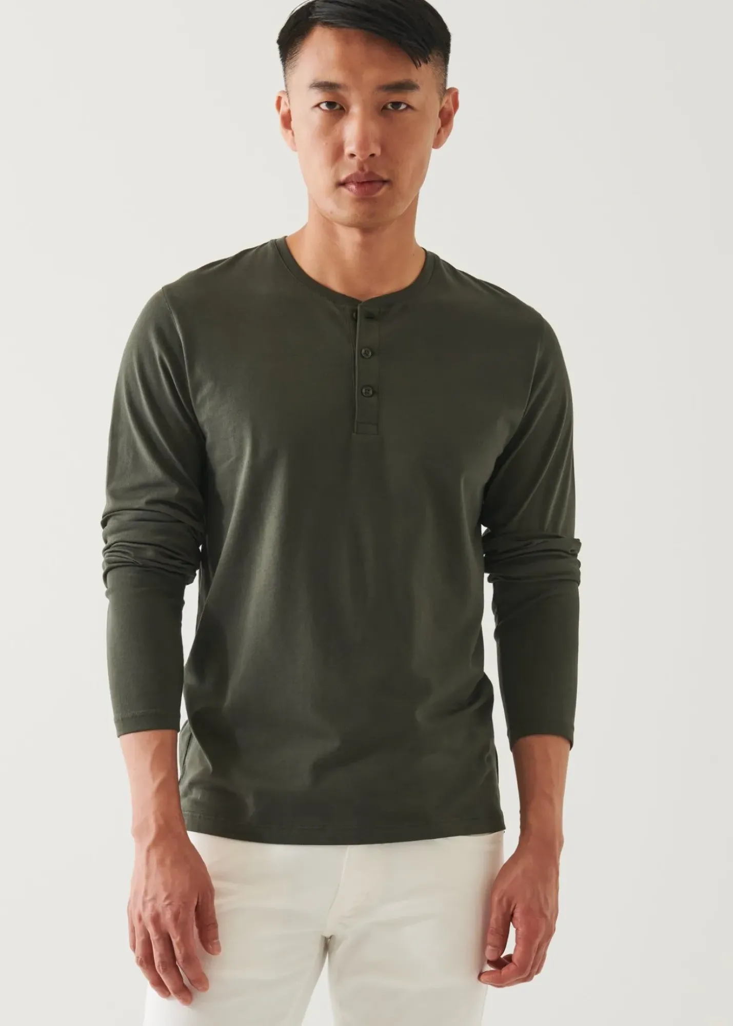 PATRICK ASSARAF Pima Cotton Stretch Henley|Men T-Shirts