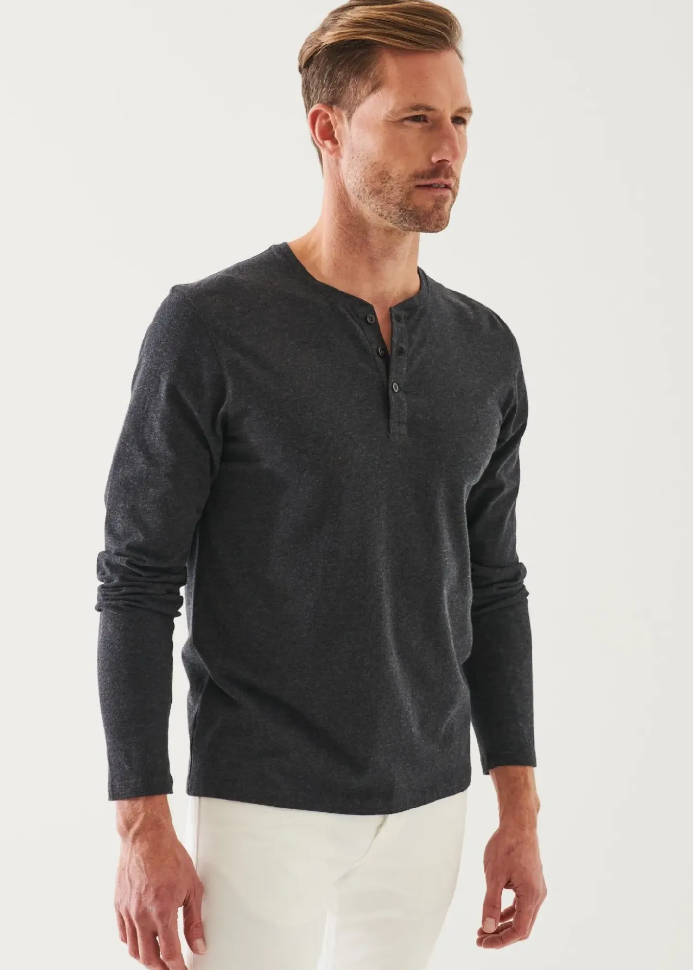 PATRICK ASSARAF Pima Cotton Stretch Henley|Men T-Shirts