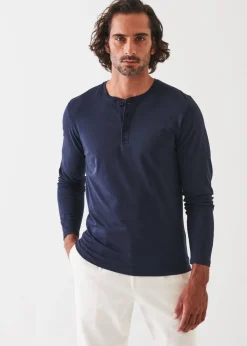 PATRICK ASSARAF Pima Cotton Stretch Henley|Men T-Shirts
