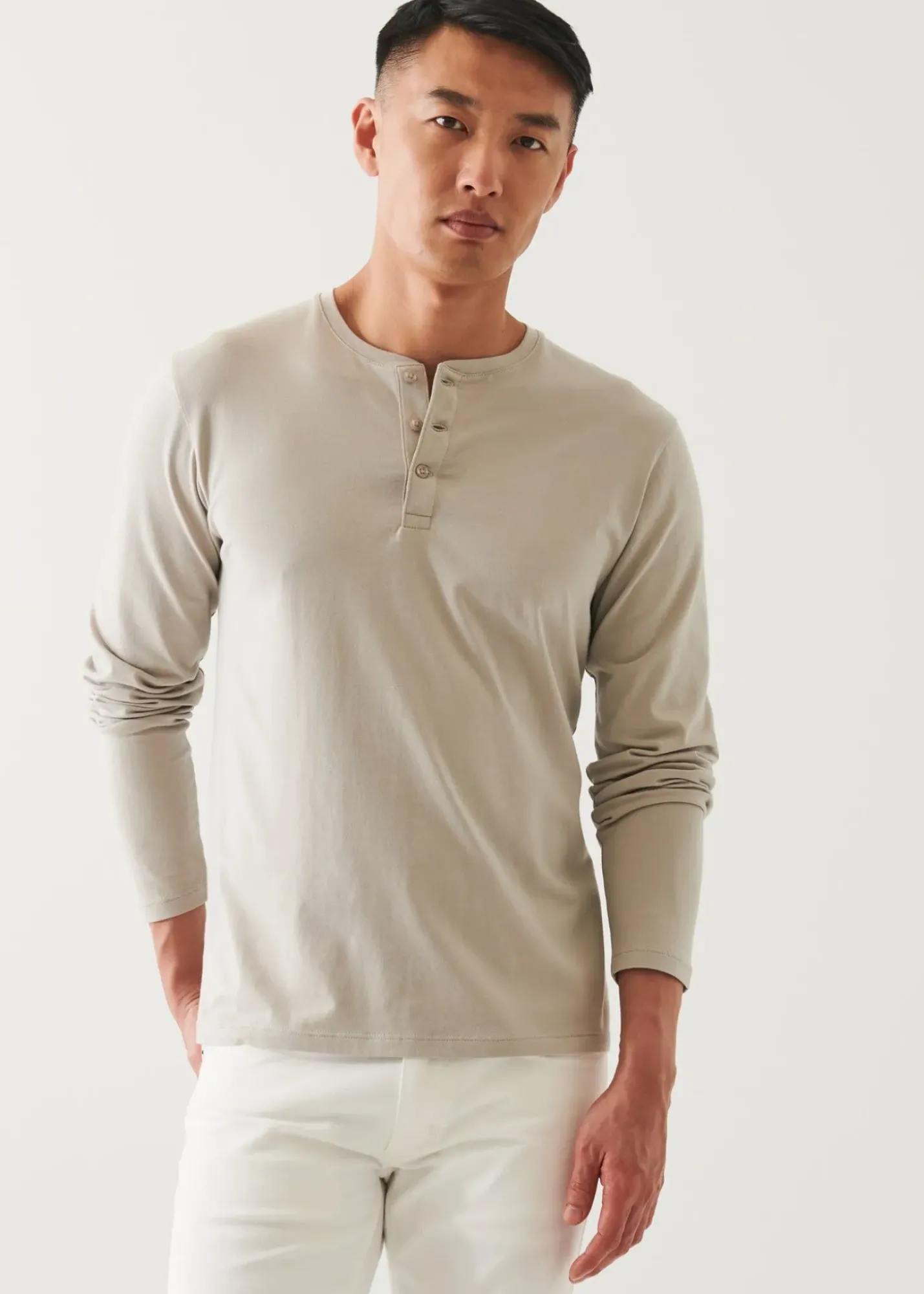 PATRICK ASSARAF Pima Cotton Stretch Henley|Men T-Shirts