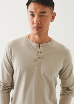 PATRICK ASSARAF Pima Cotton Stretch Henley|Men T-Shirts