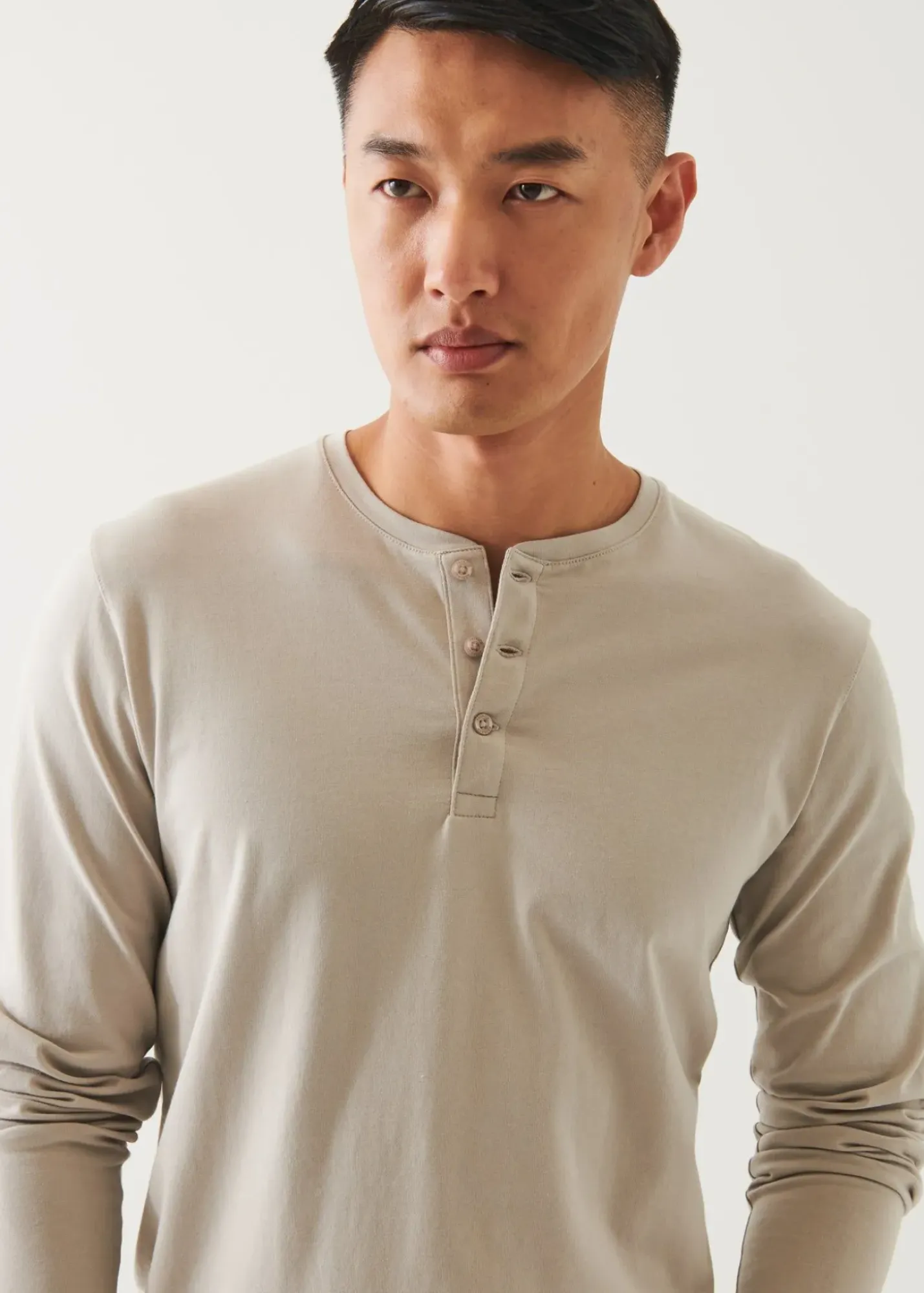 PATRICK ASSARAF Pima Cotton Stretch Henley|Men T-Shirts