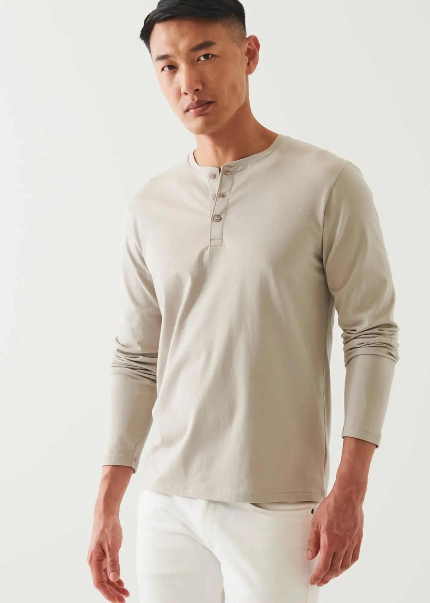 PATRICK ASSARAF Pima Cotton Stretch Henley|Men T-Shirts