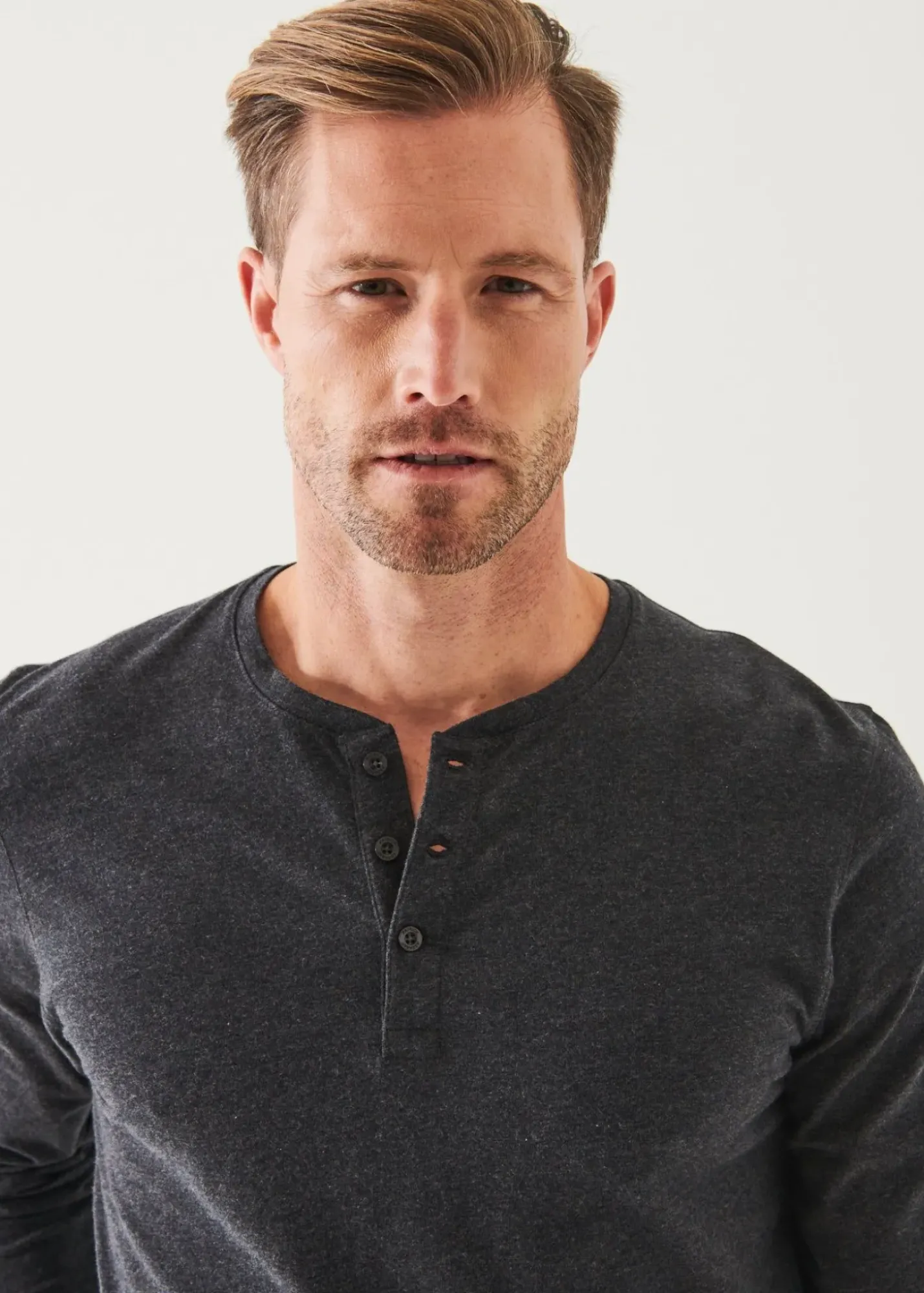 PATRICK ASSARAF Pima Cotton Stretch Henley|Men T-Shirts