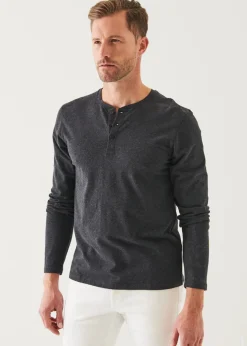 PATRICK ASSARAF Pima Cotton Stretch Henley|Men T-Shirts