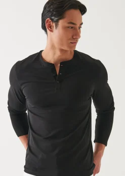 PATRICK ASSARAF Pima Cotton Stretch Henley|Men T-Shirts