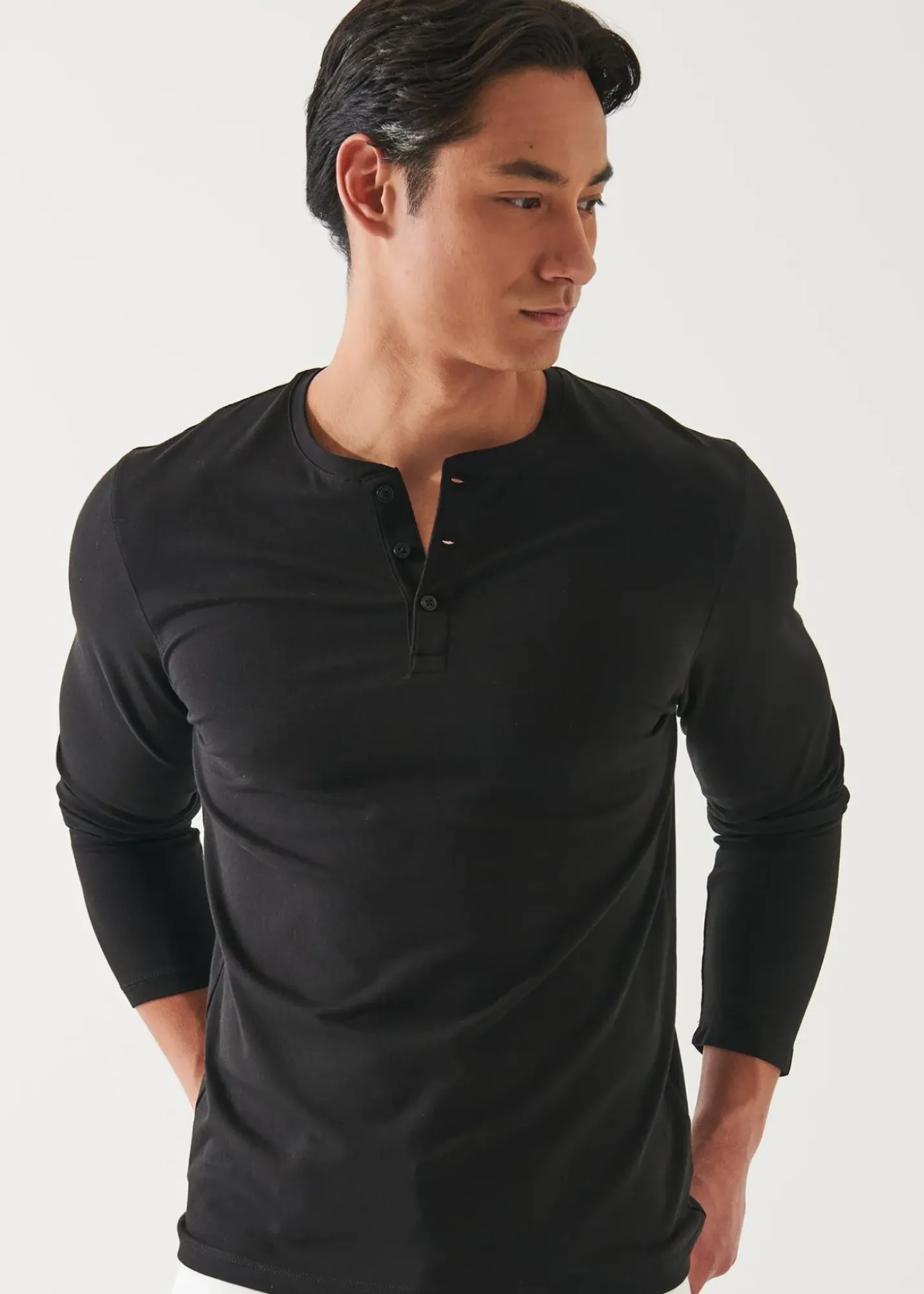 PATRICK ASSARAF Pima Cotton Stretch Henley|Men T-Shirts