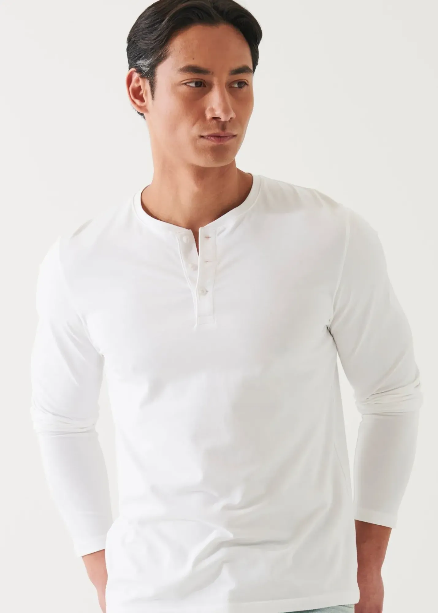 PATRICK ASSARAF Pima Cotton Stretch Henley|Men T-Shirts