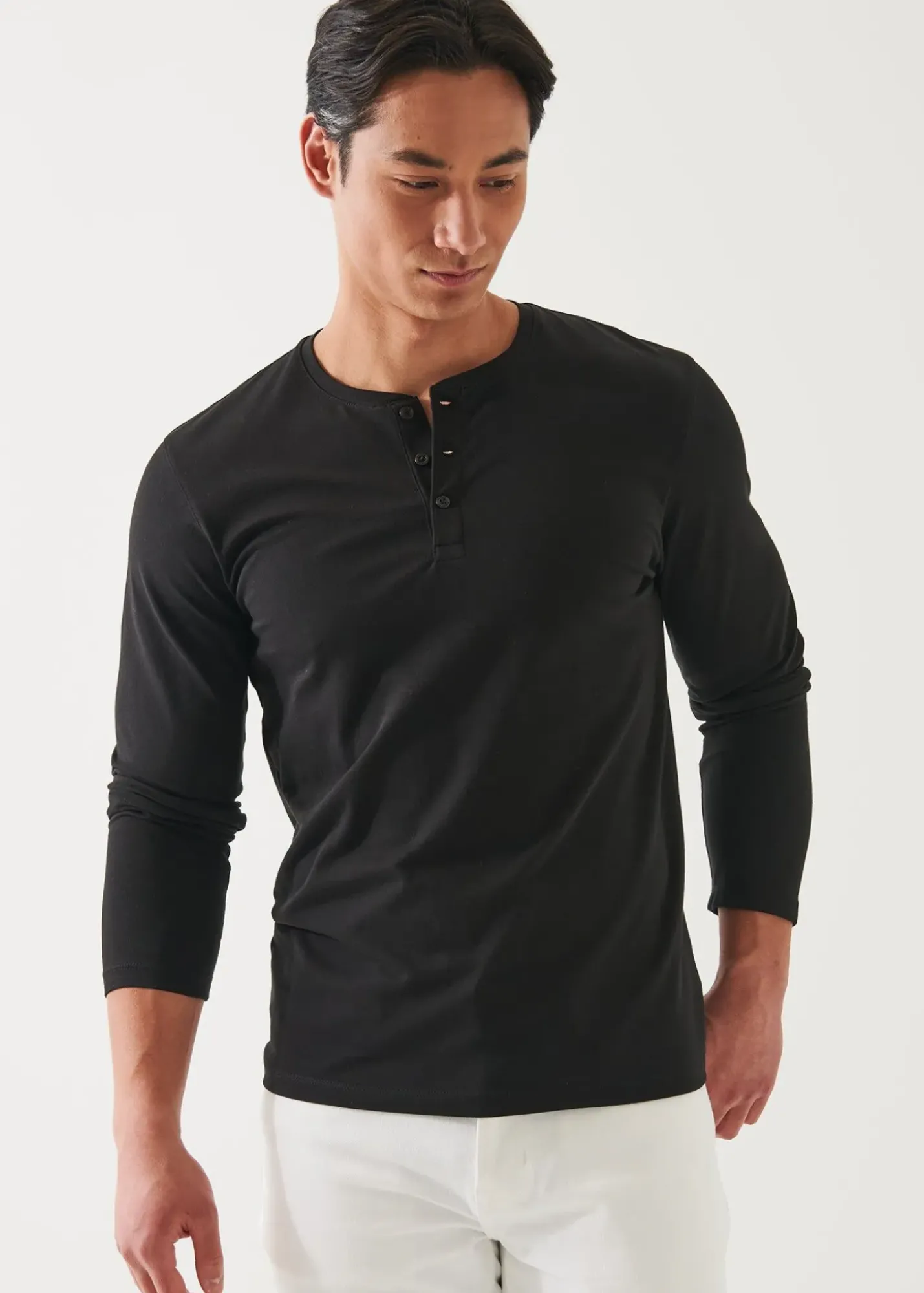 PATRICK ASSARAF Pima Cotton Stretch Henley|Men T-Shirts