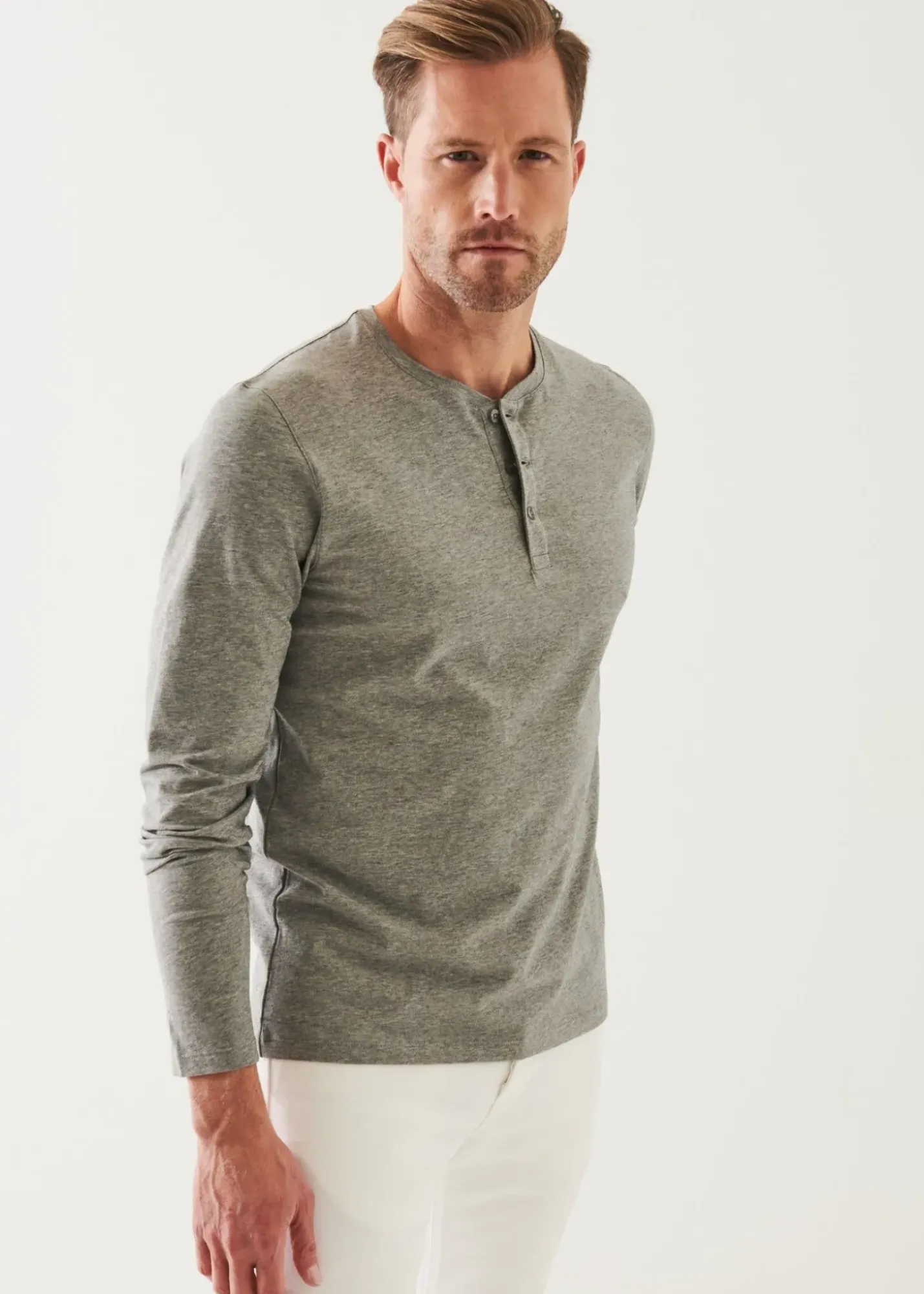 PATRICK ASSARAF Pima Cotton Stretch Henley|Men T-Shirts
