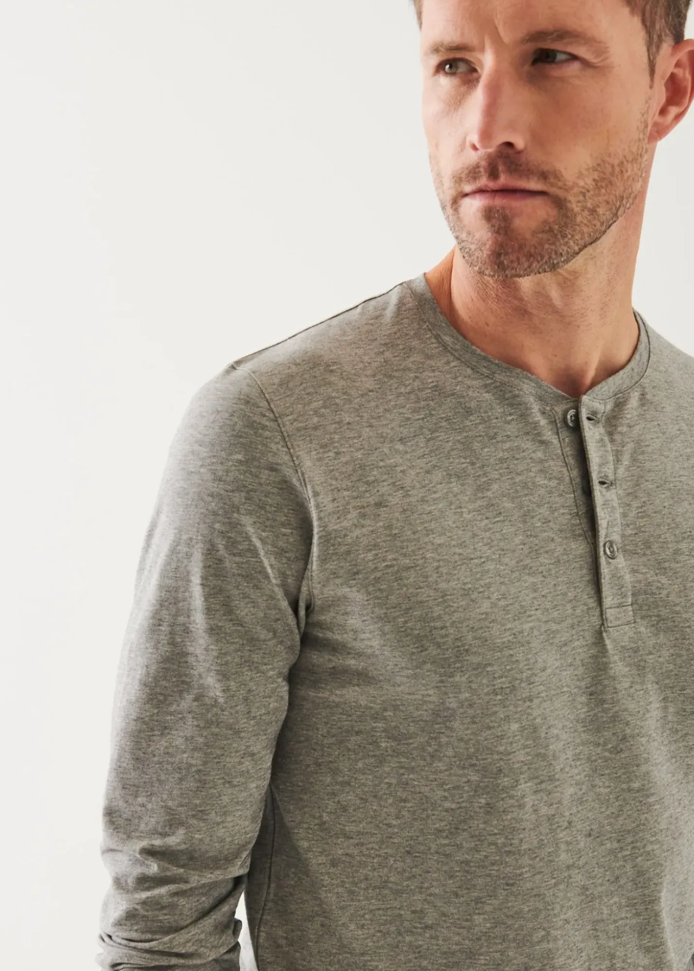 PATRICK ASSARAF Pima Cotton Stretch Henley|Men T-Shirts