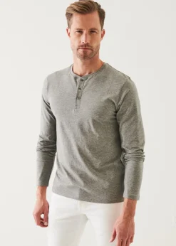 PATRICK ASSARAF Pima Cotton Stretch Henley|Men T-Shirts