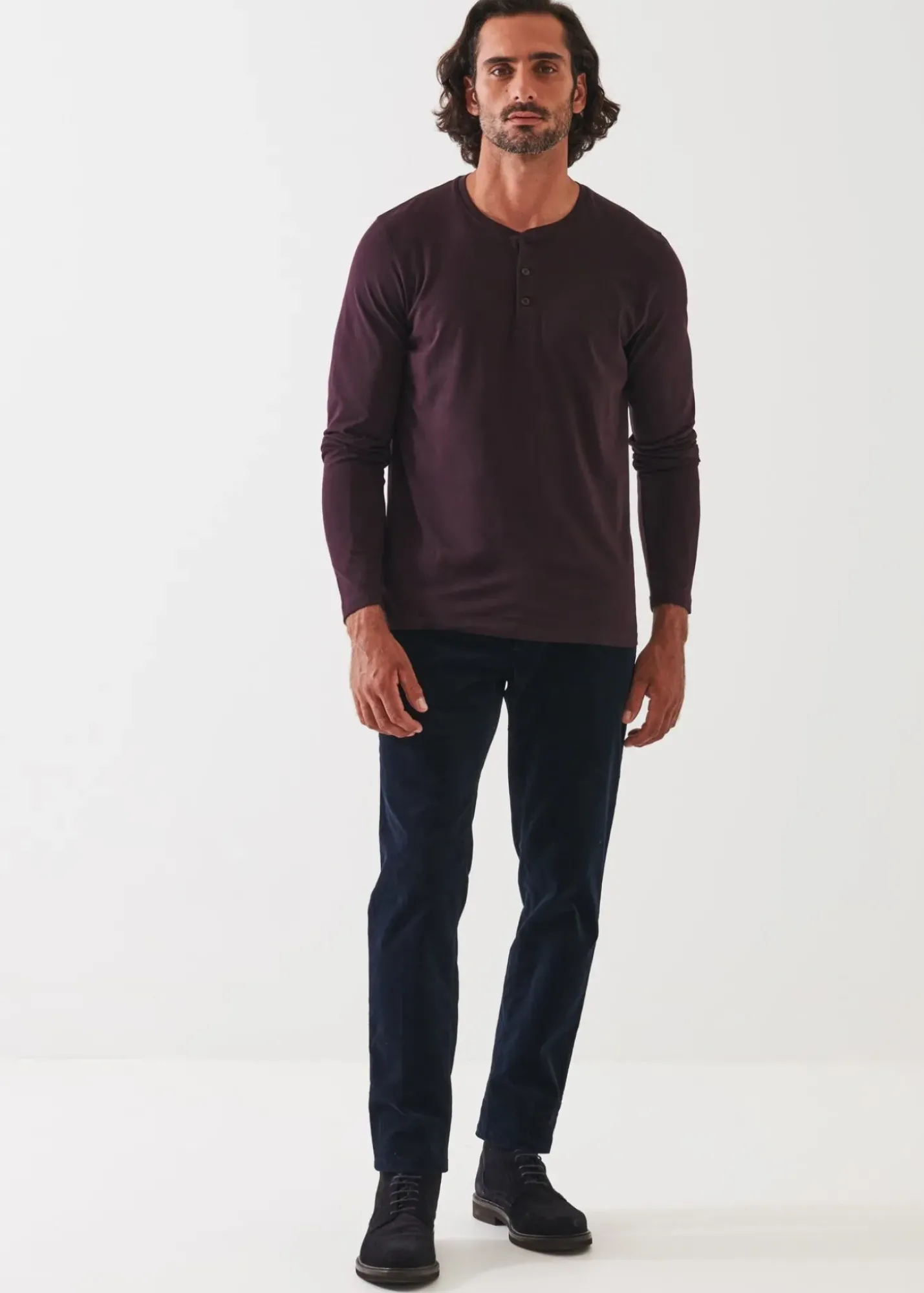 PATRICK ASSARAF Pima Cotton Stretch Henley|Men T-Shirts