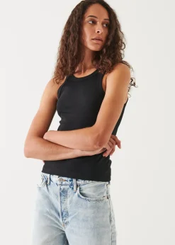 PATRICK ASSARAF Pima Cotton Stretch High Neck Tank|Women T-Shirts