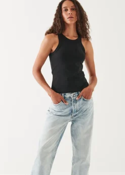 PATRICK ASSARAF Pima Cotton Stretch High Neck Tank|Women T-Shirts
