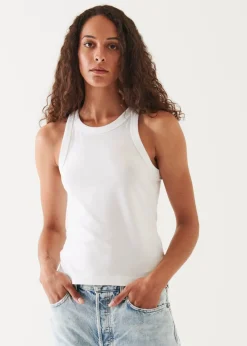 PATRICK ASSARAF Pima Cotton Stretch High Neck Tank|Women T-Shirts